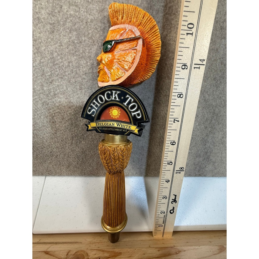 Shock Top Belgian White Beer Tap Handle Orange Mohawk‎ Sunglasses Breweriana 10
